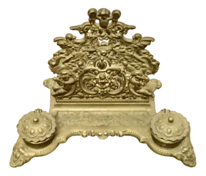 Baroque Style Putti Letter Rack with Inkwells, 1890s