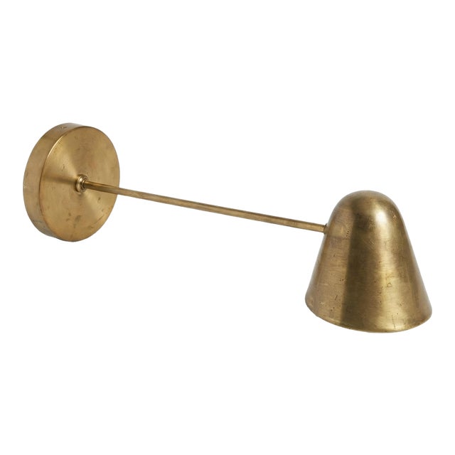 1960s Mid Century Modern Aged Brass Wall Sconce Lamp For Sale