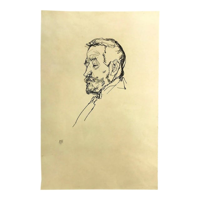 Schiele Lithograph 35 Portrait of Henrich 1968 For Sale