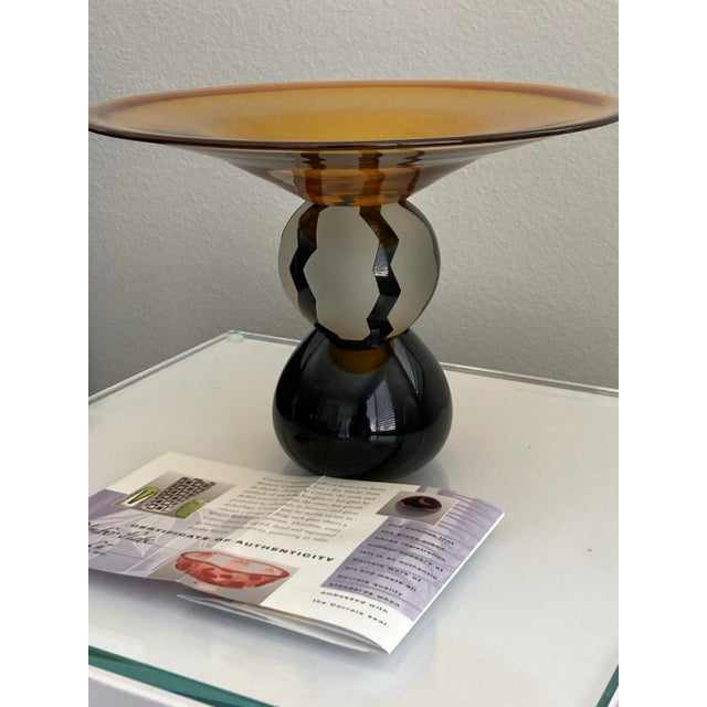 Glass Amber Compote by Steven Correia For Sale - Image 7 of 7
