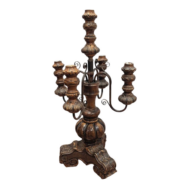Vintage 1970s Spanish Revival 5-Arm Candelabra For Sale