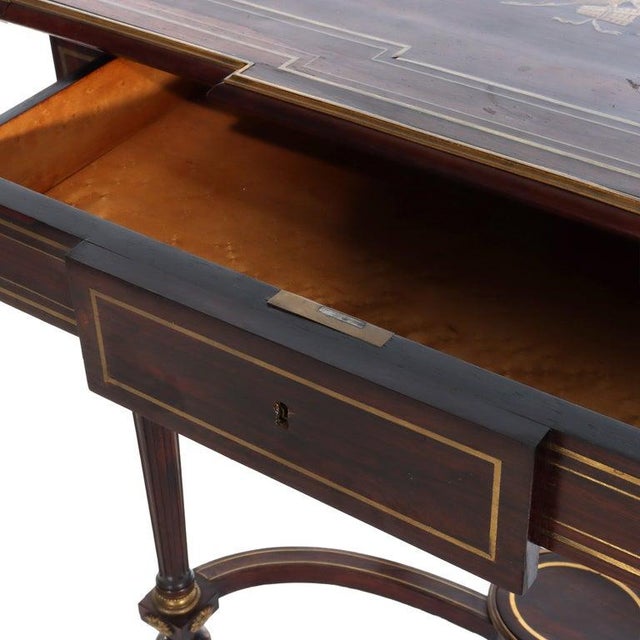 French Linke Attr. Louis XVI Rosewood Ormolu Lady's Drop-Leaf Desk 19thC For Sale - Image 3 of 18
