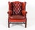 Chippendale 1970s Scandinavian Mid Century Chippendale-Style Cognac Leather Wingback Chair For Sale - Image 3 of 10
