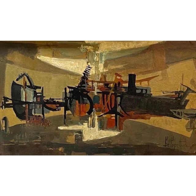 Paul Delapoterie, Construction Site Landscape, 1960s, Oil on Wood, Framed For Sale - Image 12 of 12