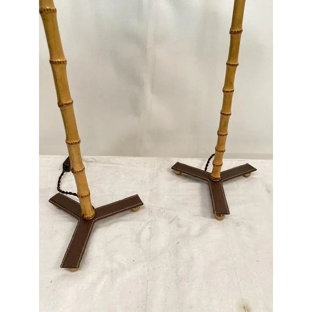 Beautiful pair of leather sheathed lamps / Dimensions data without lampshade / lampshade not provided. Good condition. I...