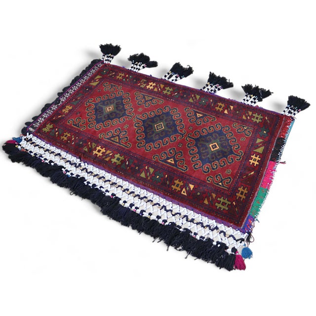 Vintage Afghan Nomad Rug Seat Cushion Cover, 1970s For Sale - Image 10 of 18