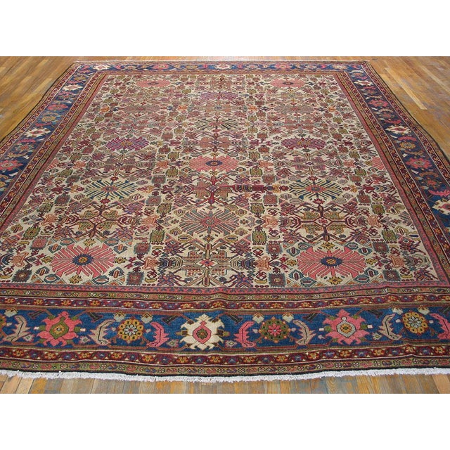 Traditional Superb Ivory, Blue and Purple Color With Symmetric and Florid Design Antique Sultanabad Rug For Sale - Image 3 of 6