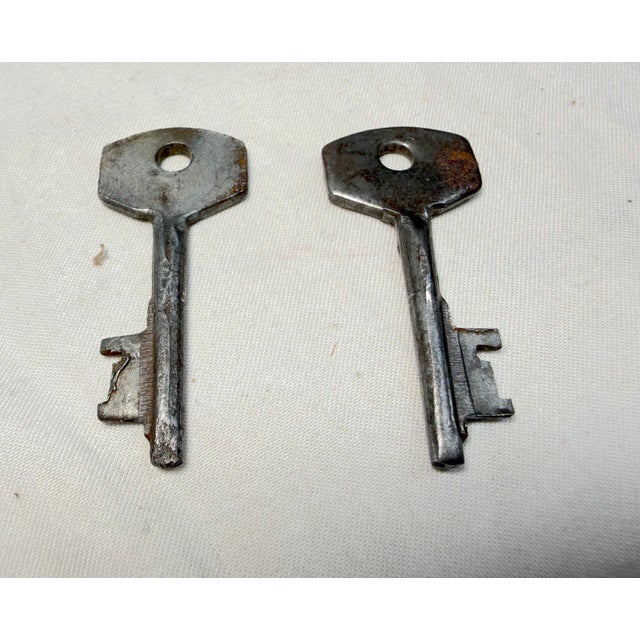 Antique Working Handmade Miniature Riveted Steel Brass Skeleton Key Pad Lock For Sale - Image 10 of 10