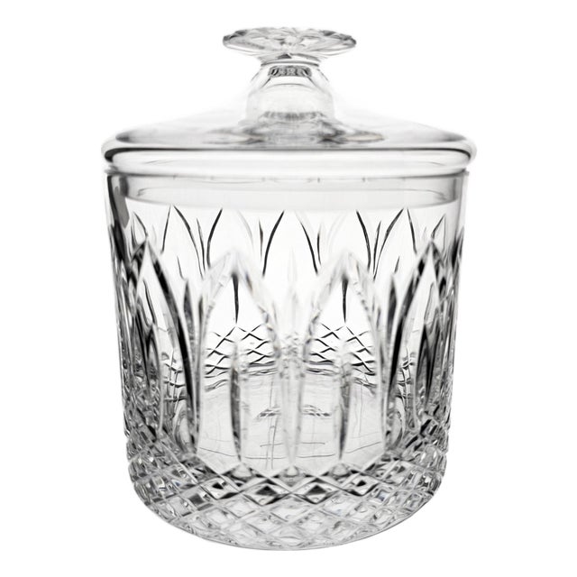 Atlantis Chartres Lead Crystal Covered Vanity Jar With Original Lid, 6.5" For Sale