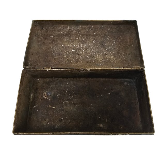 Late 19th Century Antique Filipino Hand-Etched Brass Betel Nut Box, Southeast Asian Tribal Artifact For Sale - Image 5 of 11