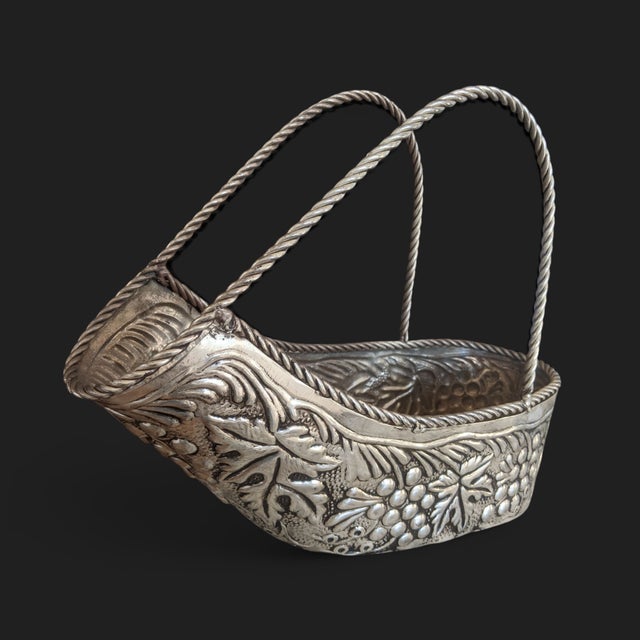 Vintage Silverplate Repousse Champagne Bottle Holder Has twisted Handles to easily carry your Champagne, Prosecco, or Wine...