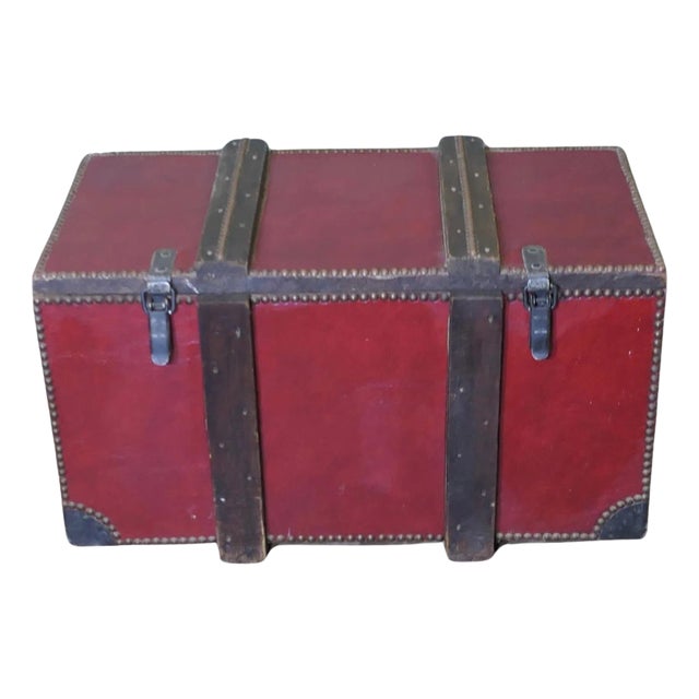 Leather Travel Trunk, 1900s For Sale