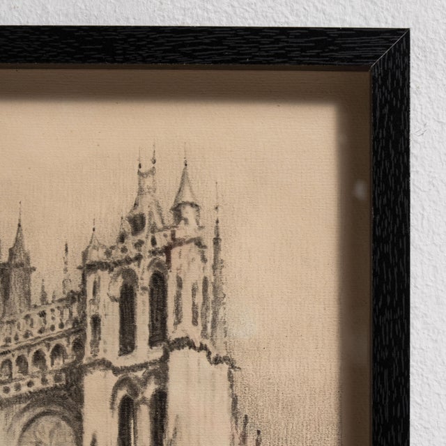 Early 20th Century France Charcoal Paper Drawing For Sale - Image 10 of 15
