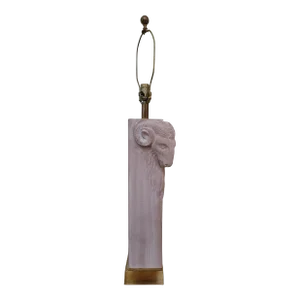 1970's Ceramic & Brass Rams Head Table Lamp
