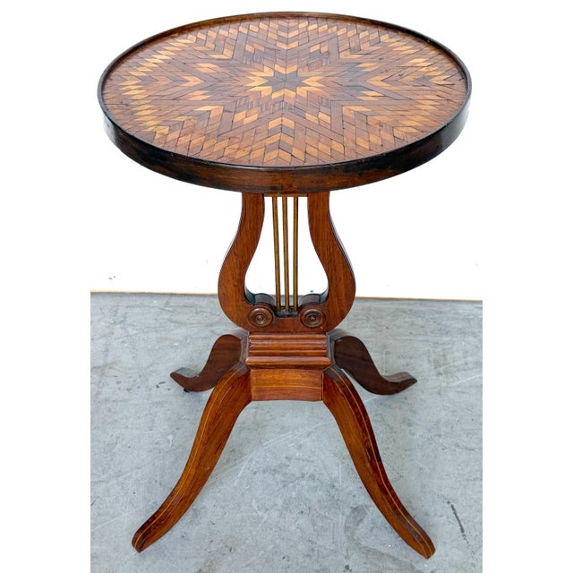 Pair of American Folk Art Inlaid Lyre-Form Tables, circa 1900 For Sale - Image 10 of 10