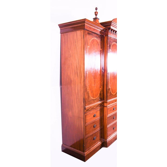 Antique Victorian Sheraton Revival Inlaid Breakfront Wardrobe, 19th Century For Sale - Image 18 of 18