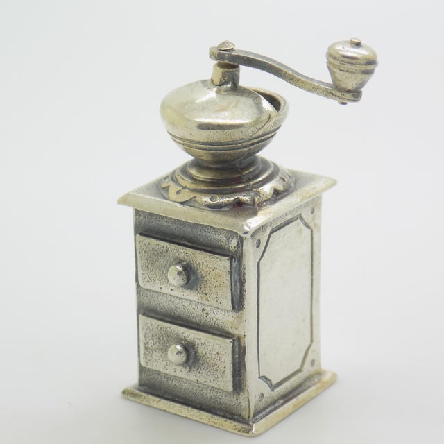 Vintage Italian Silver 800 Coffee Grinder Figurine by Raspini, Arezzo, 1970s For Sale - Image 4 of 13