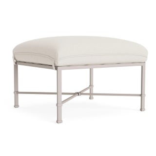 Brown Jordan Venetian Ottoman, Dove frame with Fusion Natural fabric For Sale