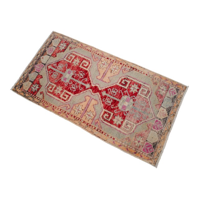 Hand Knotted Door Mat, Entryway Rug, Bath Mat, Kitchen Decor, Small Rug, Turkish Rug - 1′10″ × 3′4″ For Sale