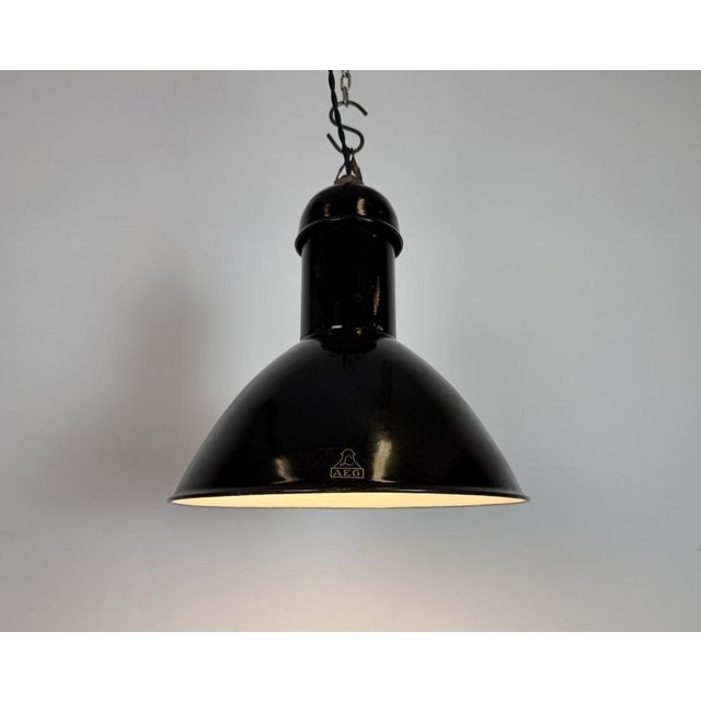 Industrial Black Enamel Pendant Lamp from Aeg, 1930s For Sale - Image 10 of 16