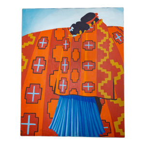 Native Americans in Navajo Blanket Painting by J Pauer 1987 | Wedding Poem