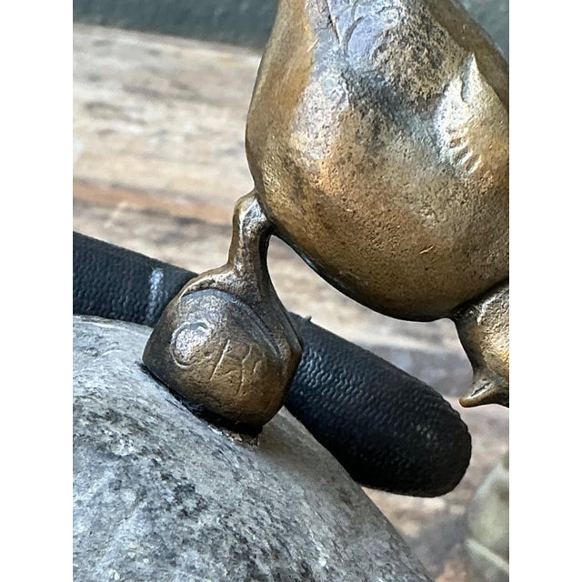 Vintage Bronze Bird Sculpture on Stone Base For Sale - Image 13 of 14