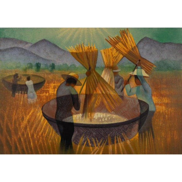 Modern Louis Toffoli, Rice Pounders in Thailand, Lithograph For Sale - Image 3 of 5
