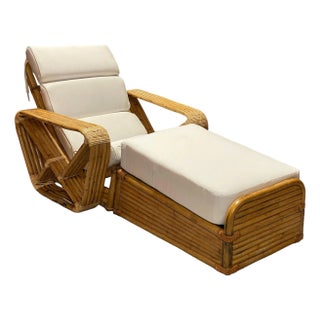 Restored Historic Paul Frankl Hand Made 5- Strand Square Pretzel Rattan Lounge For Sale