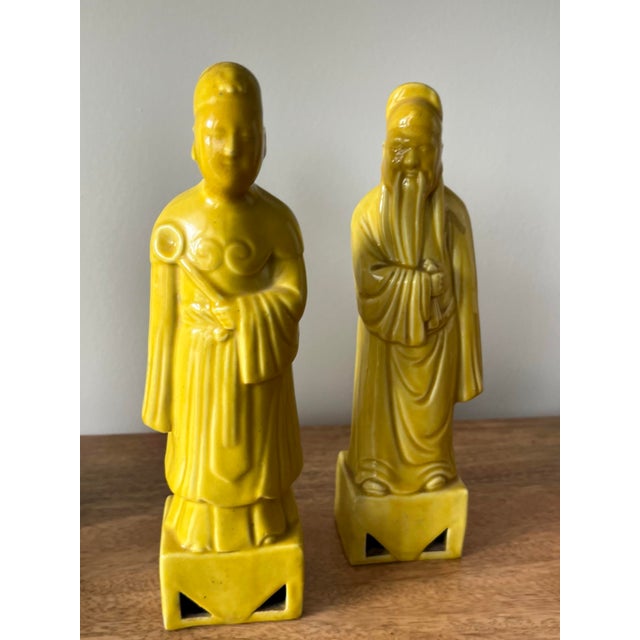 Mid 20th Century Taoist Immortals in Golden Yellow-Set of Five Figures For Sale - Image 10 of 12