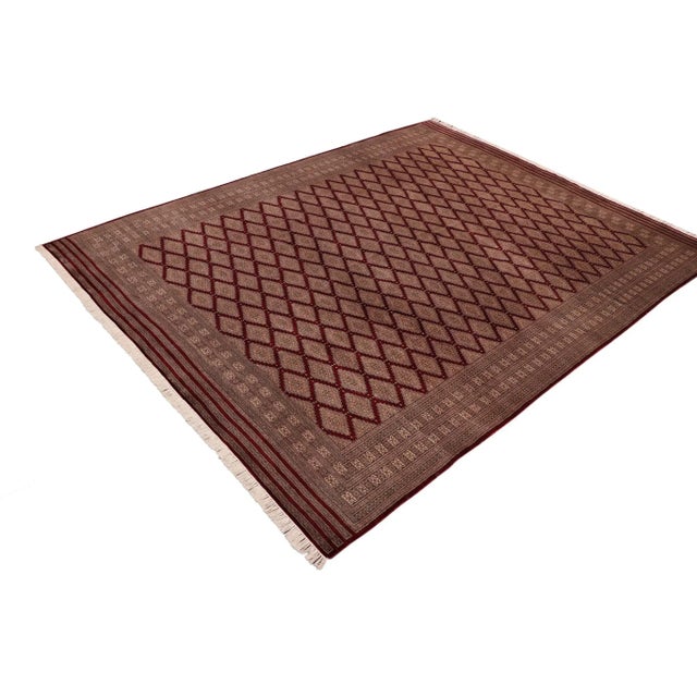 1980s Vintage Bokhara Brown Wool Rug -10′ × 12′ For Sale - Image 4 of 10