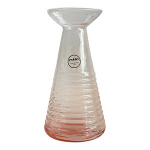 Vintage Italian Pink Glass Decanter by Profiles – Ribbed Blush Barware Accent