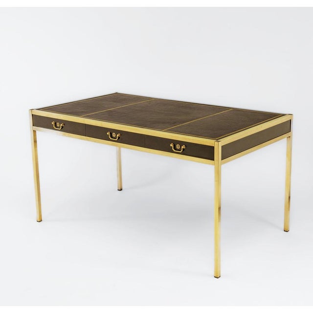 Mid-Century Brass & Leather Desk in the style of Maison Jansen, 1950s For Sale - Image 18 of 18