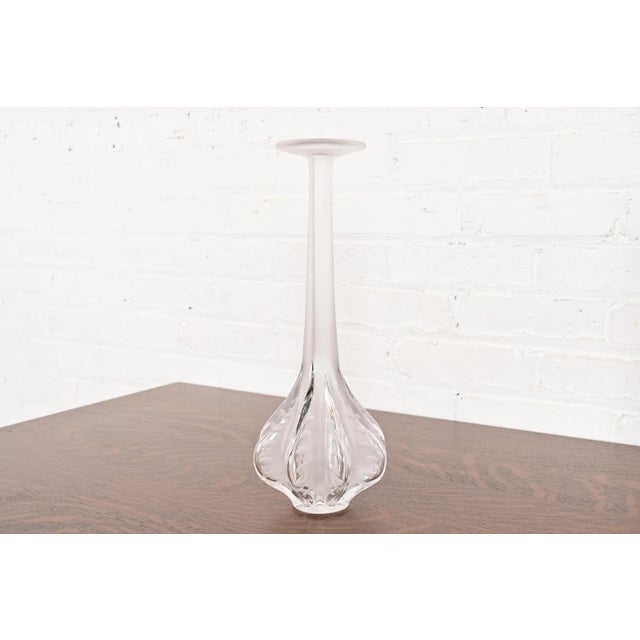 Art Deco Lalique Paris Marie-Claude Soliflore Frosted Crystal Vase For Sale - Image 3 of 11