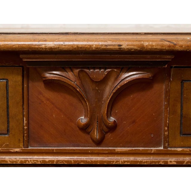 Vintage Art Deco Waterfall Dresser With Decorative Inlay and Ring Pulls For Sale - Image 11 of 12