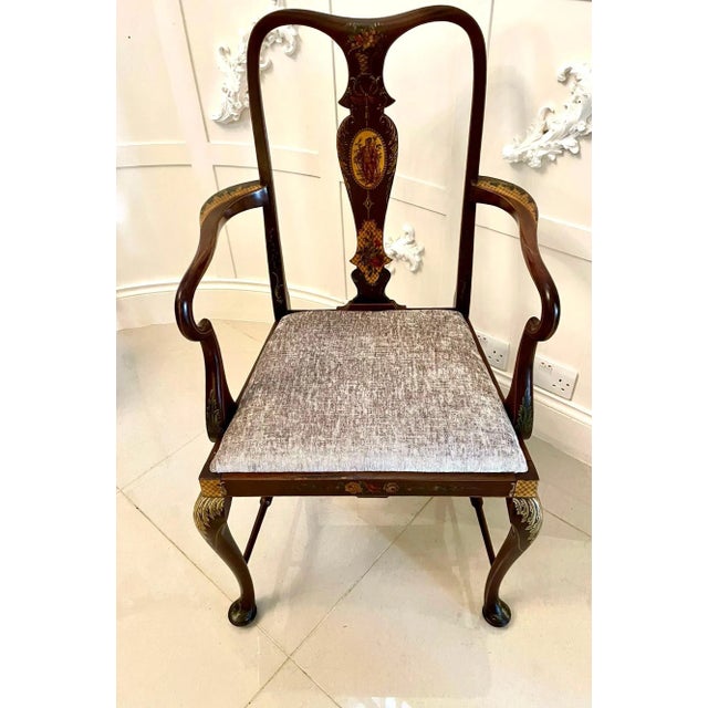 Edwardian Mahogany Decorated Desk Chair For Sale - Image 9 of 18