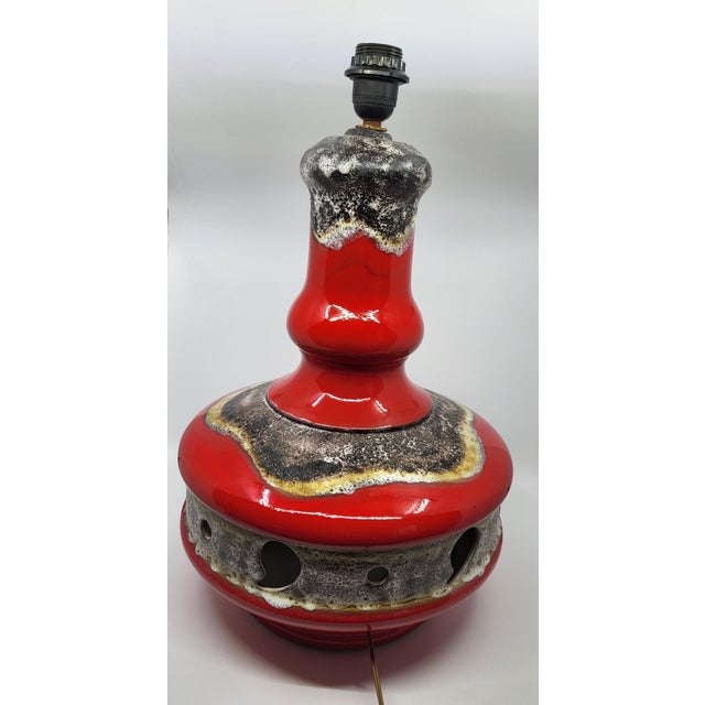 1970s Vintage West German Red Ceramic Double Lighting, 1970s For Sale - Image 5 of 18