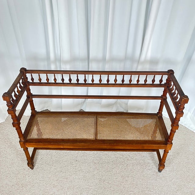 Antique Louis XIII Bench in Turned Wood and Cane, 1890s For Sale - Image 6 of 18