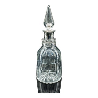 Vintage Port Decanter, English, Glass, Spirit Vessel, Hallmarked Silver, 1928 For Sale