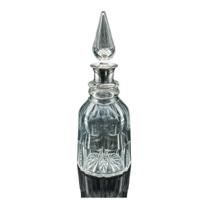 Vintage Port Decanter, English, Glass, Spirit Vessel, Hallmarked Silver, 1928