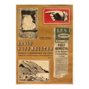 1961 French Exhibition Poster - Adolf Hoffmeister - Visages, Illustrations, Collages