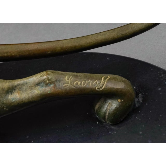 Metal Georges Lavroff (Russian 1895-1961) Signed Bronze Panther Sculpture Slate Base For Sale - Image 7 of 9