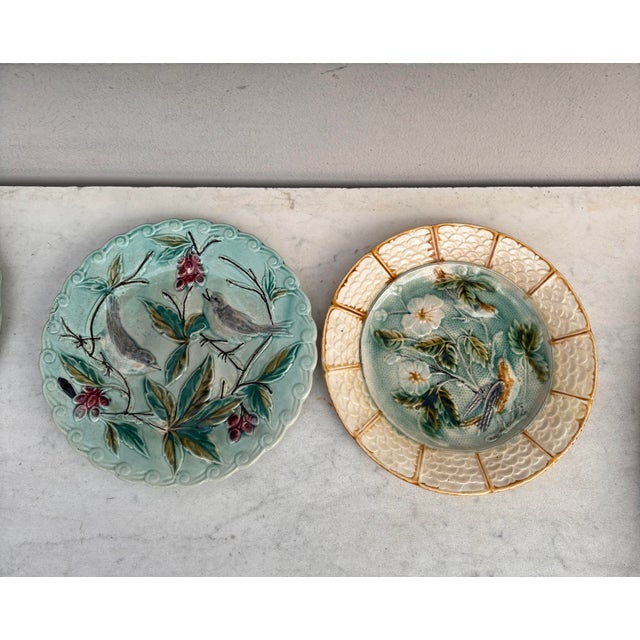 Ceramic Circa 1890 French Majolica Birds Plate Onnaing For Sale - Image 7 of 8