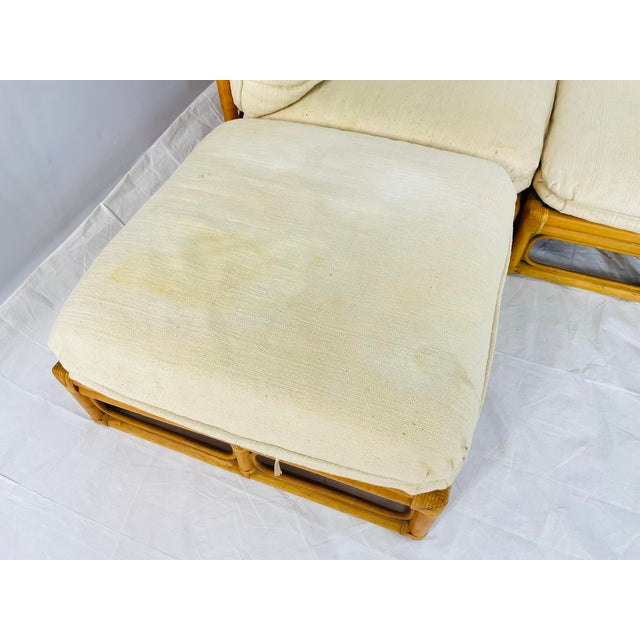 Vintage 6-Piece Bamboo Modular Sofa, Cream Upholstery, 1970s For Sale - Image 13 of 18