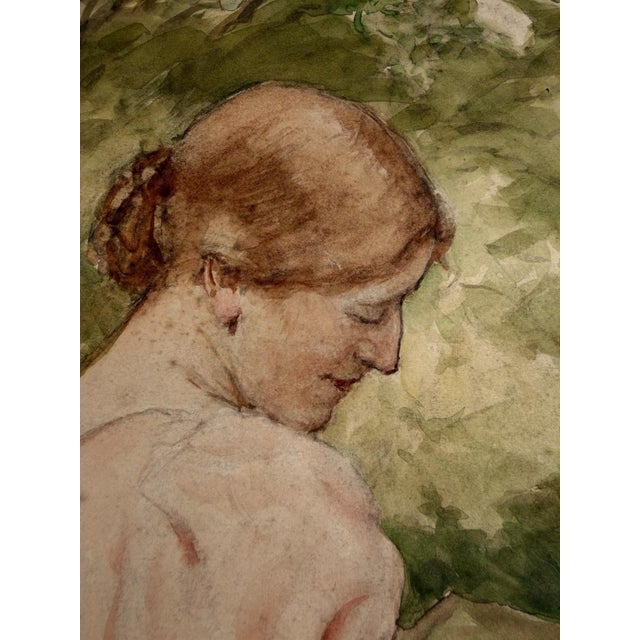 Heinrich Pforr, Heinrich & Erna Pforr Holding Hands in the Garden, Watercolor For Sale - Image 11 of 13