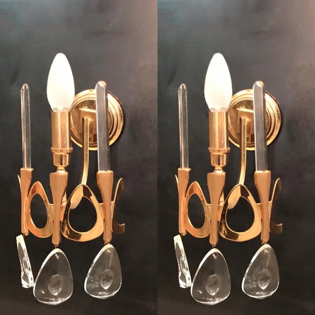 1970s Crystal Sconces by Gaetano Sciolari, 1970s, Set of 2 For Sale - Image 5 of 7