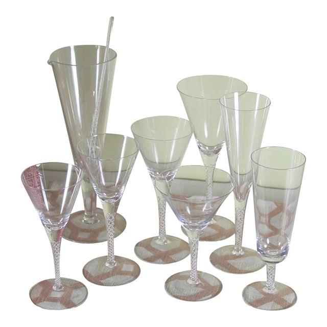 1990s Lovely Murano 9 Pc Crystal Set For Sale