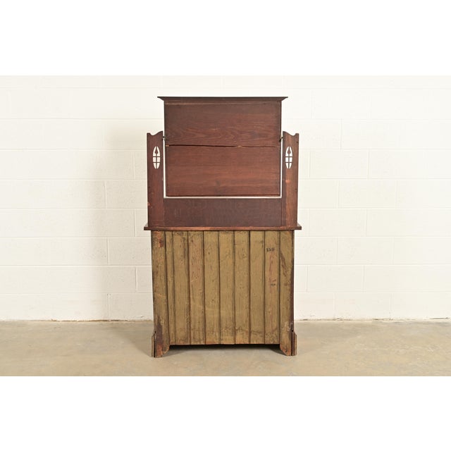 Liberty & Co. Antique English Mission Oak Arts & Crafts Vanity Dresser With Mirror, Circa 1900 For Sale - Image 12 of 13
