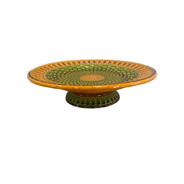 Ceramic Antique 19th Century English Majolica 13 Pc Basketweave Dessert Service by Wittman & Roth, London For Sale - Image 7 of 12