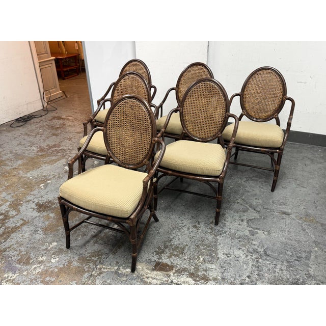 McGuire Furniture Double Cane Oval Back Dining Chairs, Set of Six For Sale - Image 12 of 12