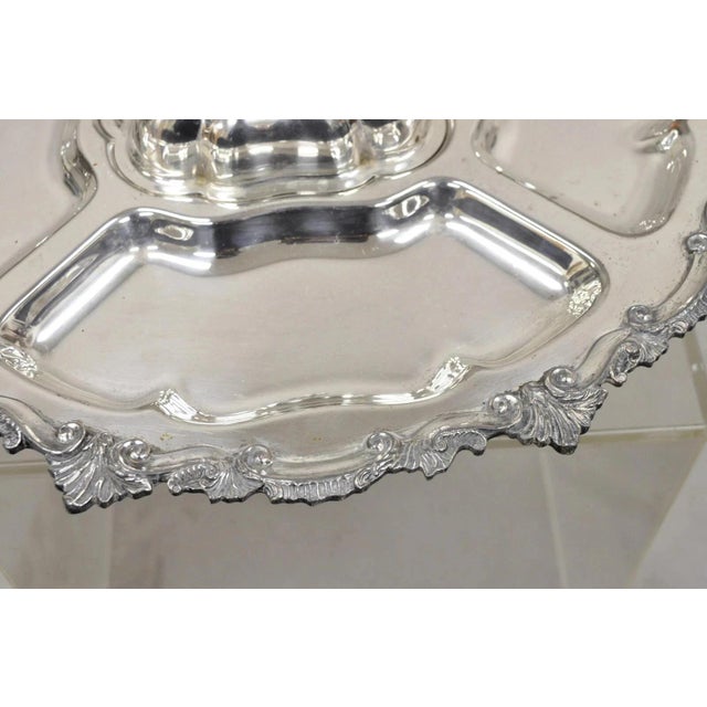 Vintage English Victorian Silver Plated Revolving Vegetable Serving Platter Tray For Sale - Image 11 of 12